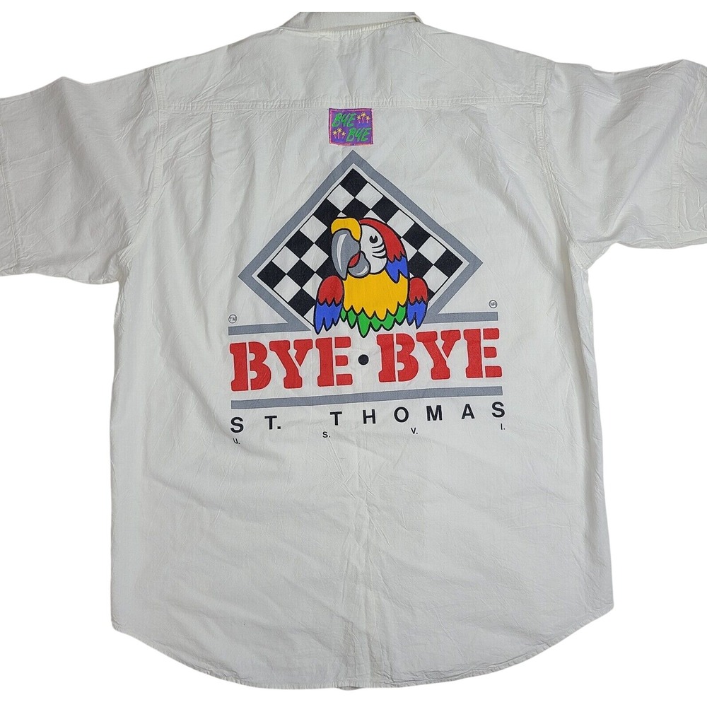 Bye Bye St. Thomas US Virgin Islands Cotton Button Down Shirt Size 4‎ / XL